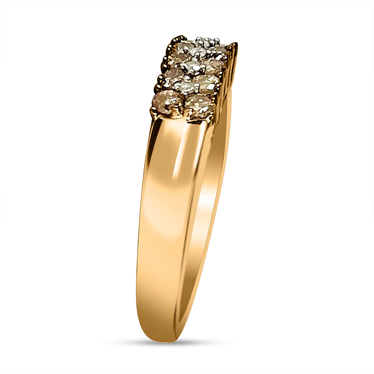 Natural Champagne Diamond and White Diamond 0.50 ctw Ring in 18K Vermeil Rose Gold Over Sterling Silver (Size 10.0)