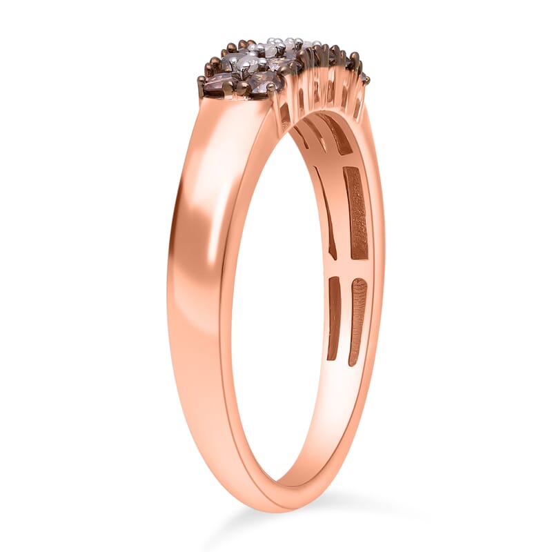 Natural Champagne Diamond and White Diamond 0.50 ctw Ring in 18K Vermeil Rose Gold Over Sterling Silver (Size 10.0)