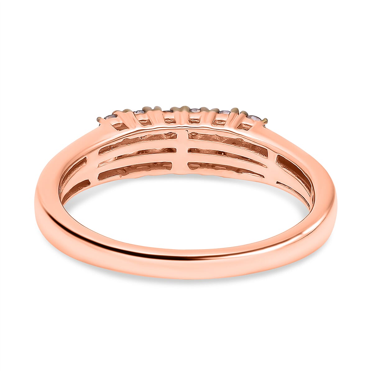 Natural Champagne Diamond and White Diamond 0.50 ctw Ring in 18K Vermeil Rose Gold Over Sterling Silver (Size 10.0)