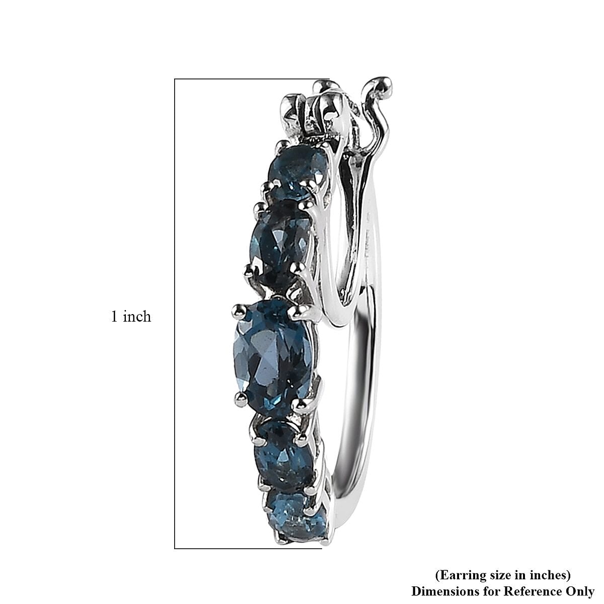 London Blue Topaz Hoop Earrings in Platinum Over Sterling Silver 2.75 ctw image number 4
