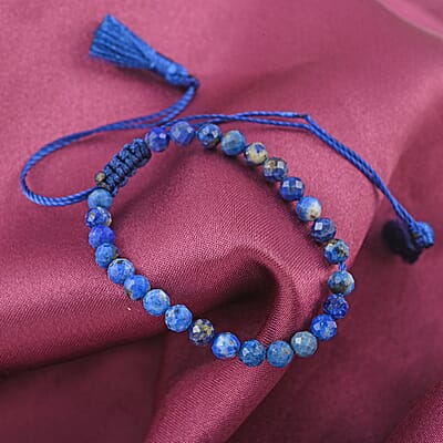 Lapis Lazuli Beaded Bracelet in Cotton Cord (6.00 In) 10.00 ctw