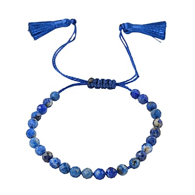 Lapis Lazuli Beaded Bracelet in Cotton Cord (6.00 In) 10.00 ctw