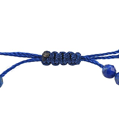 Lapis Lazuli Beaded Bracelet in Cotton Cord (6.00 In) 10.00 ctw