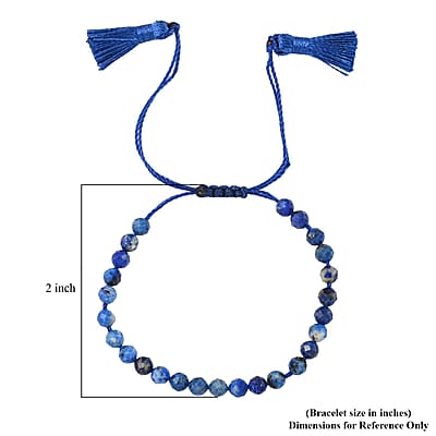 Lapis Lazuli Beaded Bracelet in Cotton Cord (6.00 In) 10.00 ctw
