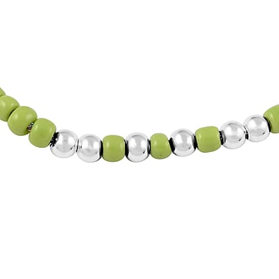 Green Glass Beaded Bracelet in Cotton Cord (6.00 In)