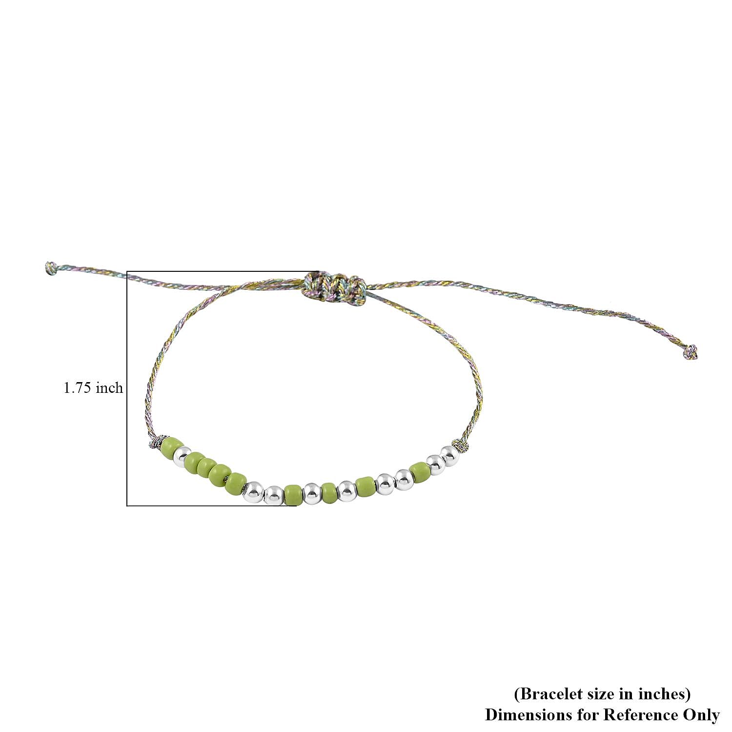 Green Glass Beaded Bracelet in Cotton Cord (6.00 In)