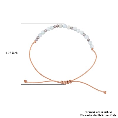 Green Shell Pearl 3-5mm Beaded Grateful Morse Code Bracelet in Sterling Silver and Cotton Cord (6.00 In)