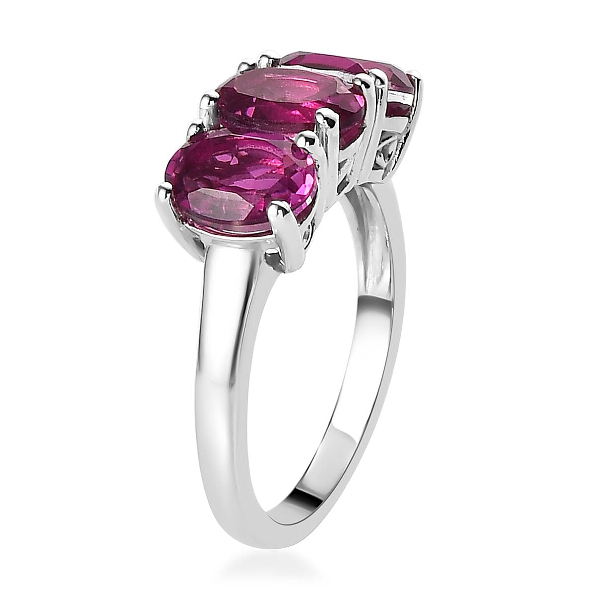 Radiant Orchid Quartz 3 Stone Ring in Platinum Over Sterling Silver (Size 10.0) 2.75 ctw image number 3