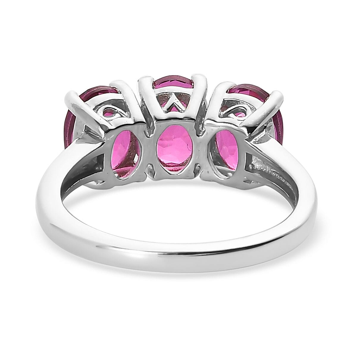 Radiant Orchid Quartz 3 Stone Ring in Platinum Over Sterling Silver (Size 10.0) 2.75 ctw image number 4