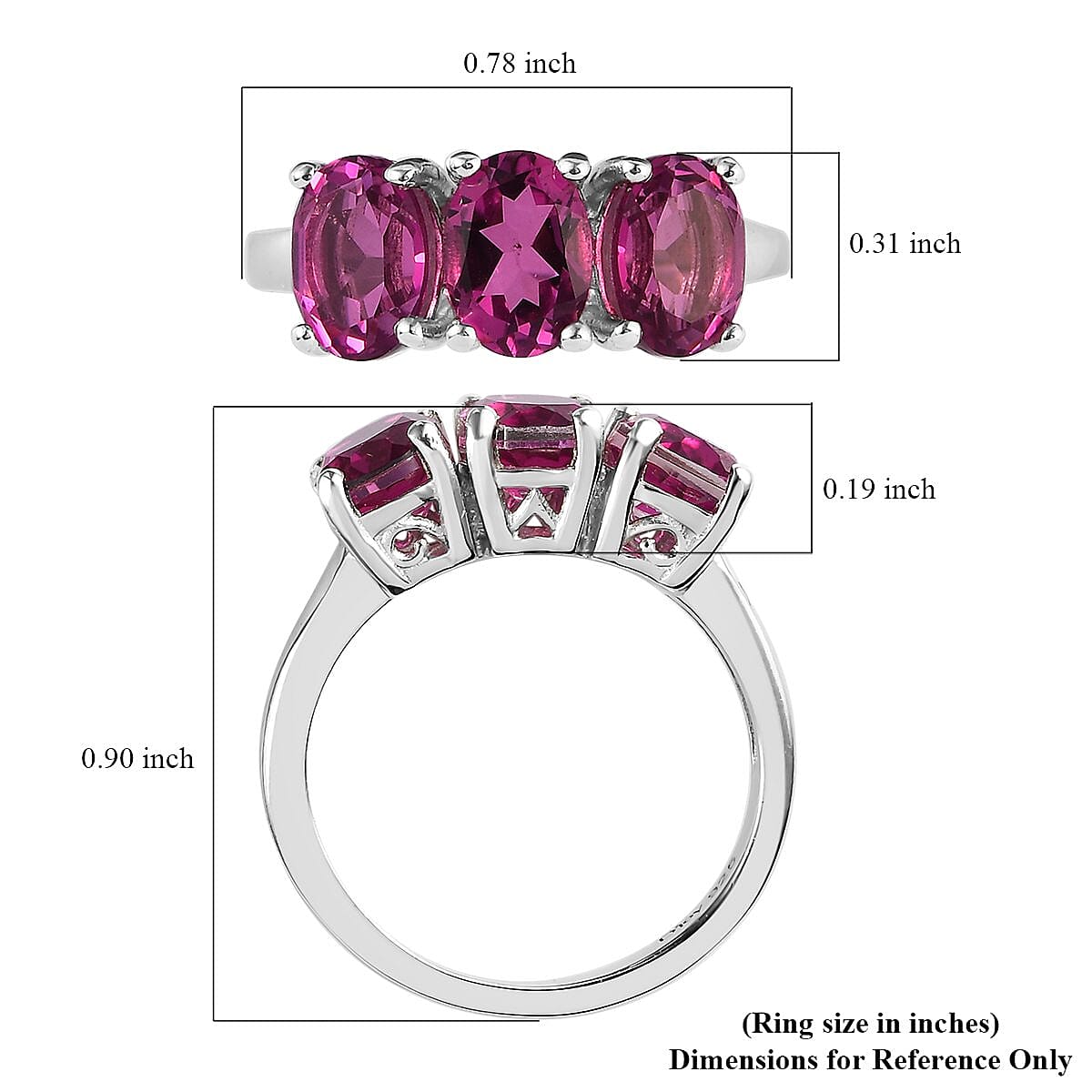 Radiant Orchid Quartz 3 Stone Ring in Platinum Over Sterling Silver (Size 10.0) 2.75 ctw image number 5