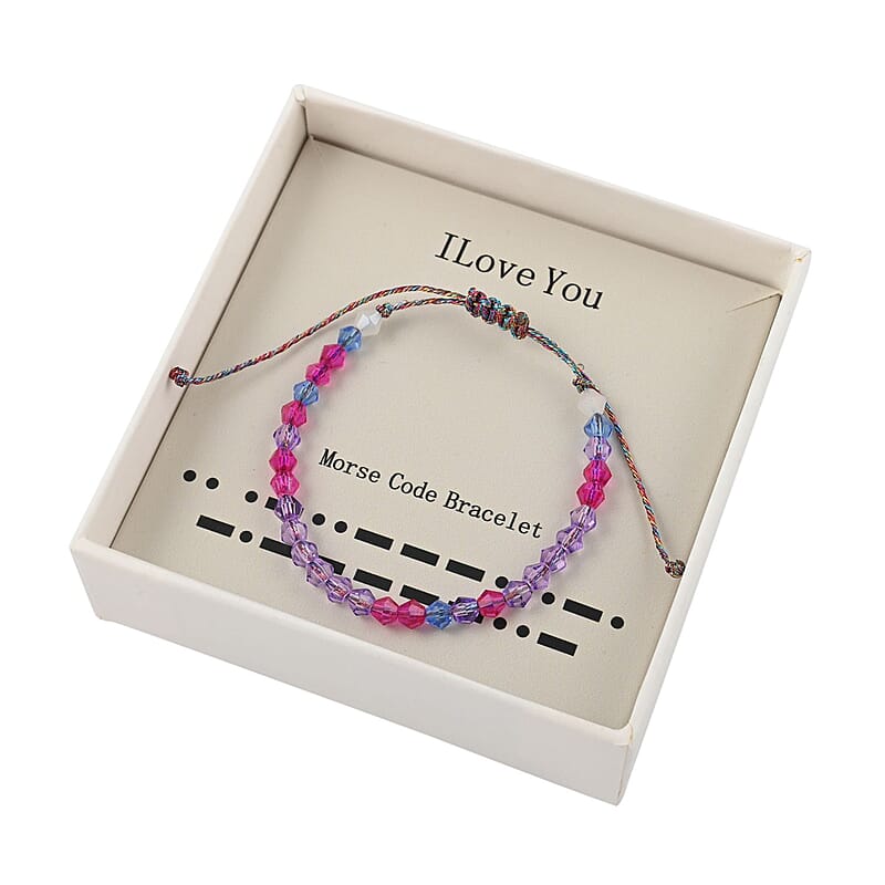Multi Color Glass Beaded Bracelet in Cotton Cord (6.00 In)