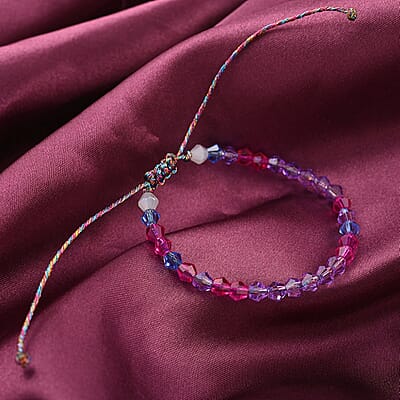 Multi Color Glass Beaded Bracelet in Cotton Cord (6.00 In)