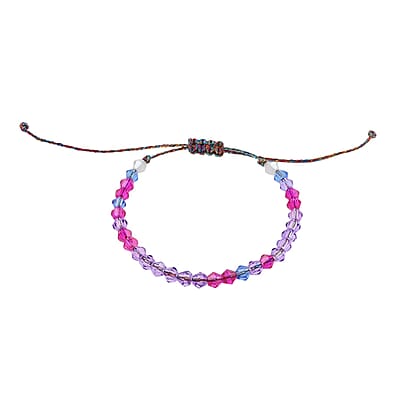 Multi Color Glass Beaded Bracelet in Cotton Cord (6.00 In)