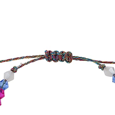 Multi Color Glass Beaded Bracelet in Cotton Cord (6.00 In)