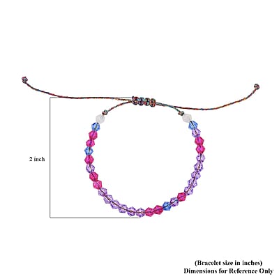 Multi Color Glass Beaded Bracelet in Cotton Cord (6.00 In)