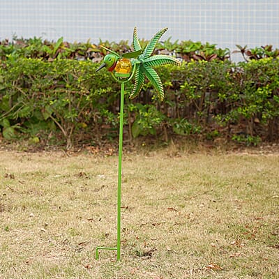 Green Solar Wind Spinner Stake - Hummingbird