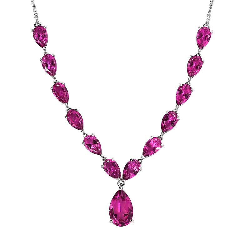 Radiant Orchid Quartz (Triplet) Drop Necklace 18 Inches in Platinum Over Sterling Silver 25.75 ctw