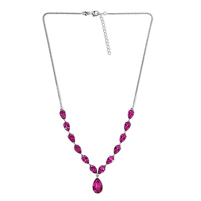 Radiant Orchid Quartz (Triplet) Drop Necklace 18 Inches in Platinum Over Sterling Silver 25.75 ctw