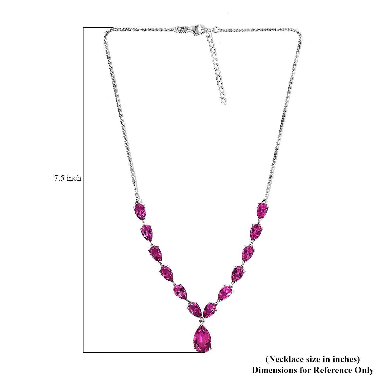 Radiant Orchid Quartz (Triplet) Drop Necklace 18 Inches in Platinum Over Sterling Silver 25.75 ctw