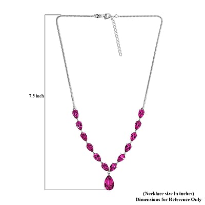 Radiant Orchid Quartz (Triplet) Drop Necklace 18 Inches in Platinum Over Sterling Silver 25.75 ctw