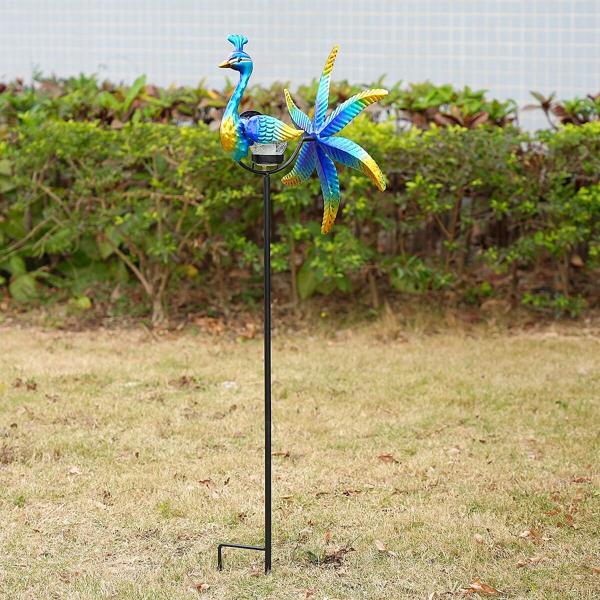 Blue Solar Wind Spinner Stake - Peacock image number 1