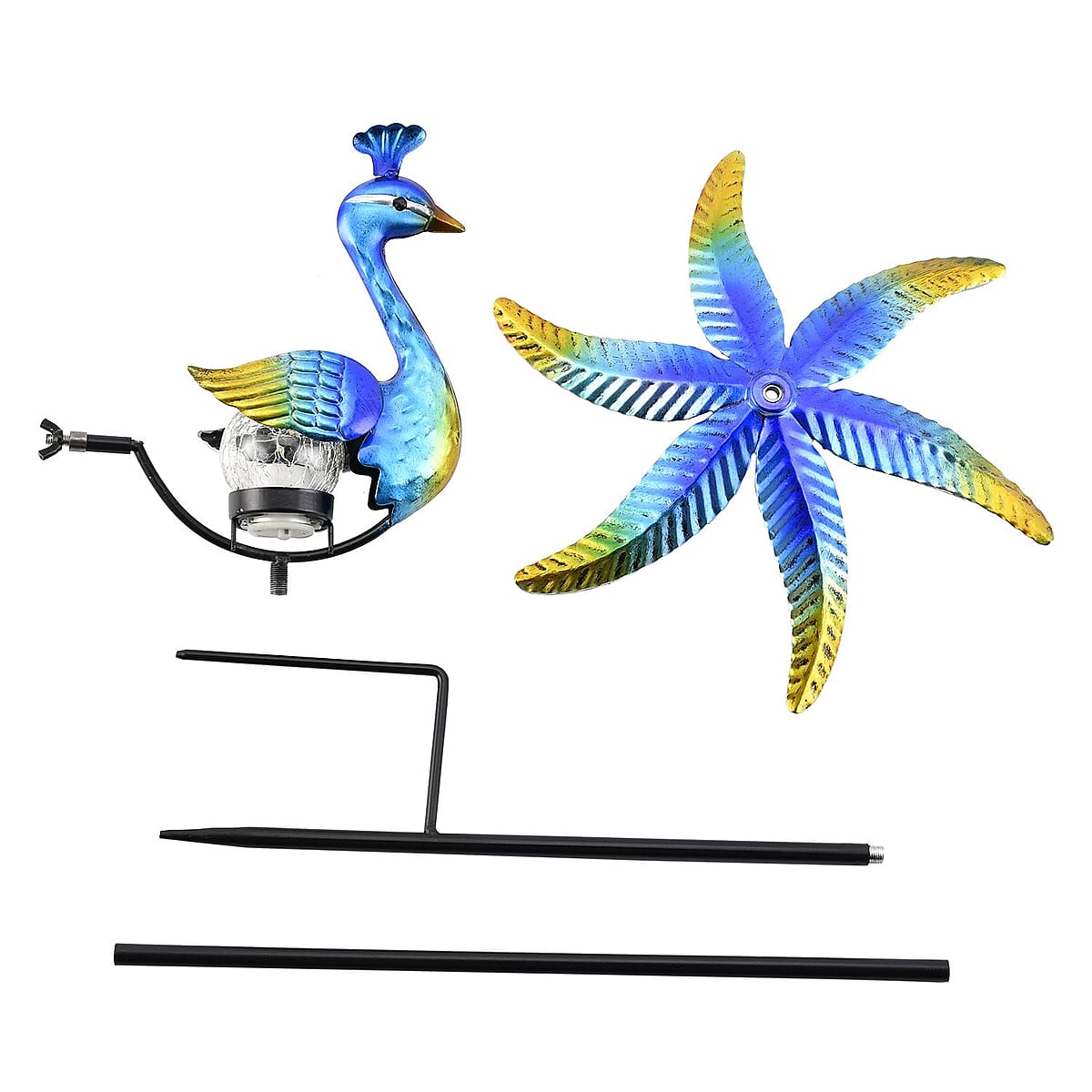Blue Solar Wind Spinner Stake - Peacock image number 2