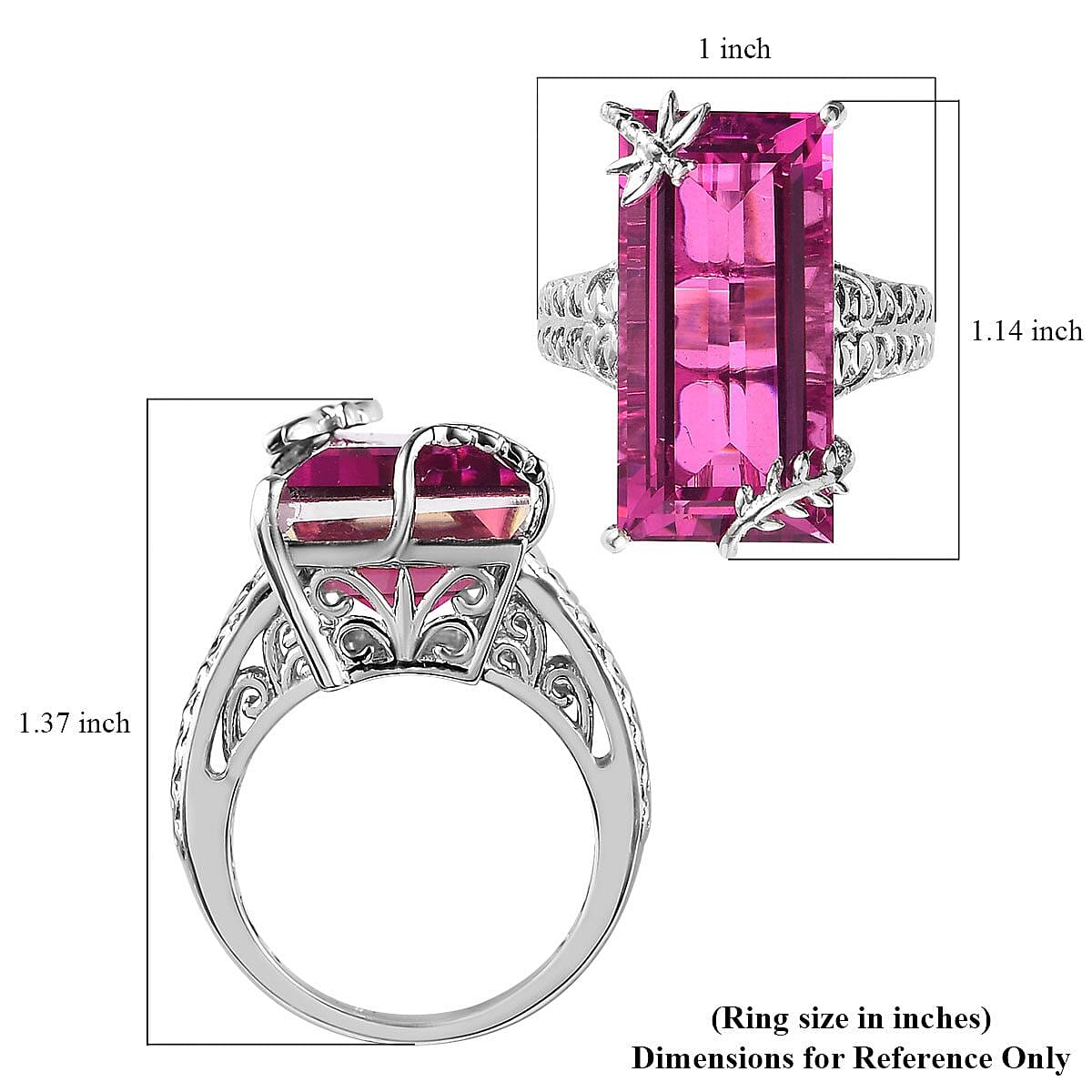Radiant Orchid Quartz Ring in Platinum Over Sterling Silver (Size 10.0) (Delivered in 3-5 Business Days) 20.75 ctw image number 5