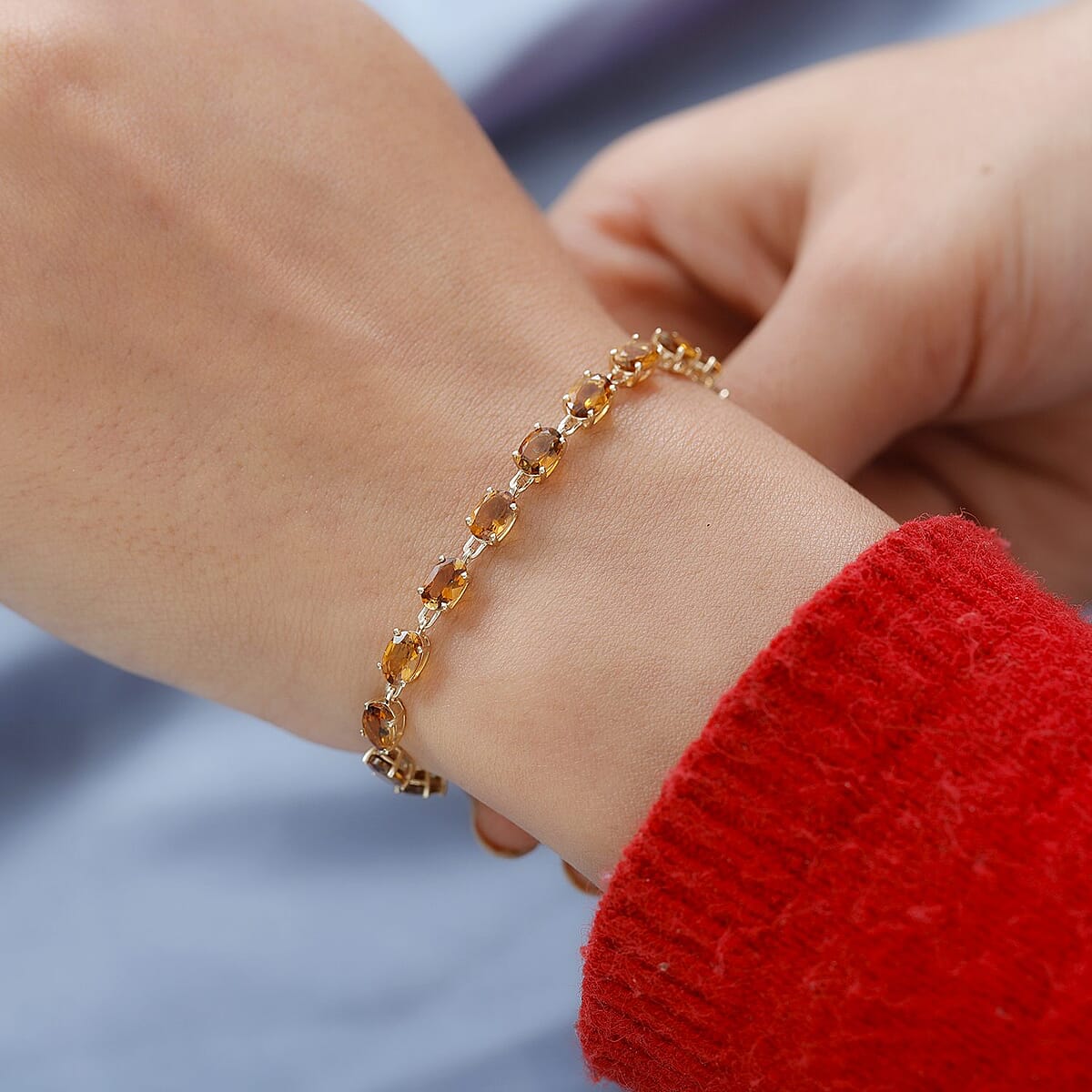 Luxoro 10K Yellow Gold Premium Tanzanian Golden Tourmaline Bracelet (6.50 In) 7.35 ctw image number 2