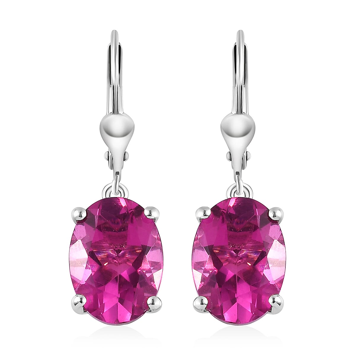 Radiant Orchid Quartz (Triplet) Solitaire Lever Back Earrings in Platinum Over Sterling Silver 11.20 ctw