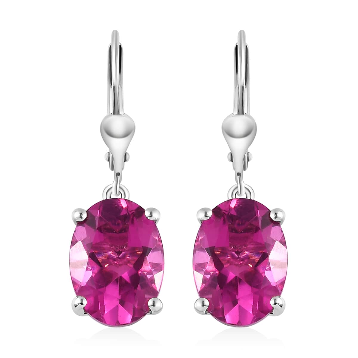 Radiant Orchid Quartz (Triplet) Solitaire Lever Back Earrings in Platinum Over Sterling Silver 11.20 ctw image number 0