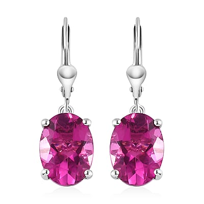 Radiant Orchid Quartz (Triplet) Solitaire Lever Back Earrings in Platinum Over Sterling Silver 11.20 ctw