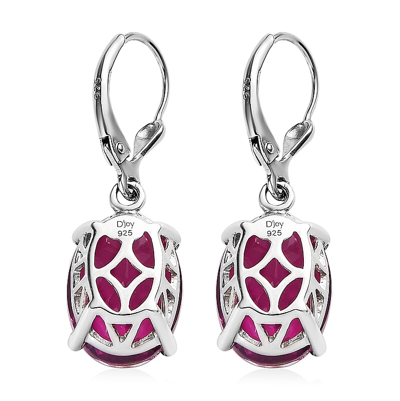 Radiant Orchid Quartz (Triplet) Solitaire Lever Back Earrings in Platinum Over Sterling Silver 11.20 ctw