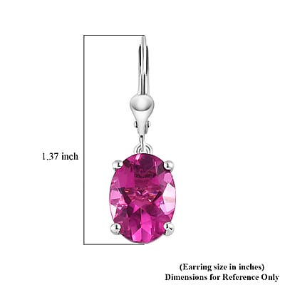 Radiant Orchid Quartz (Triplet) Solitaire Lever Back Earrings in Platinum Over Sterling Silver 11.20 ctw
