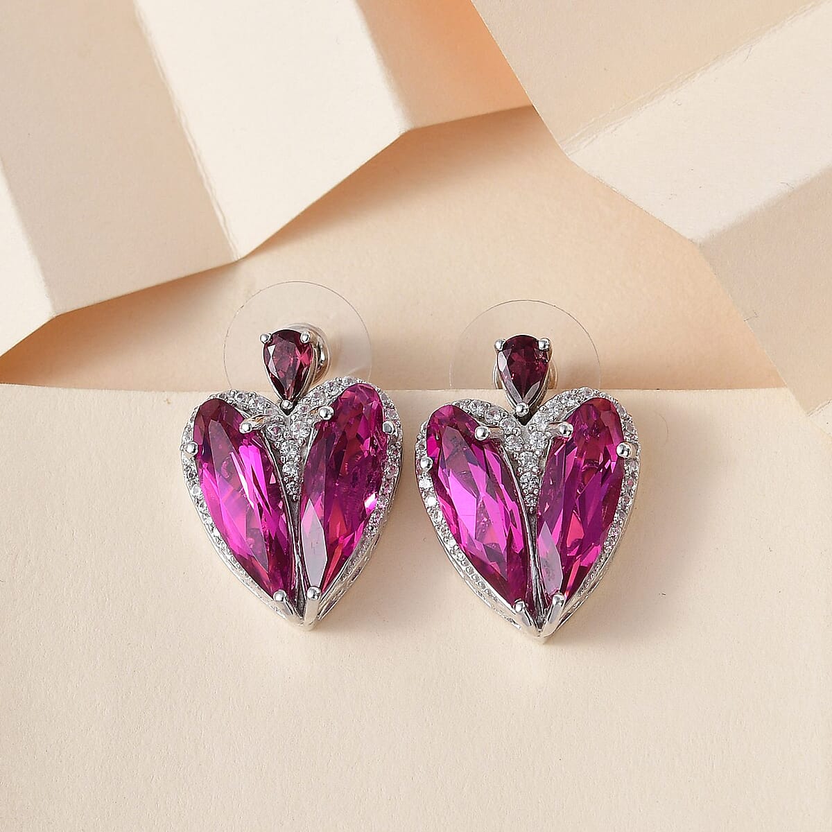 Radiant Orchid Quartz (Triplet) and Multi Gemstone Earrings in Platinum Over Sterling Silver 16.25 ctw image number 1