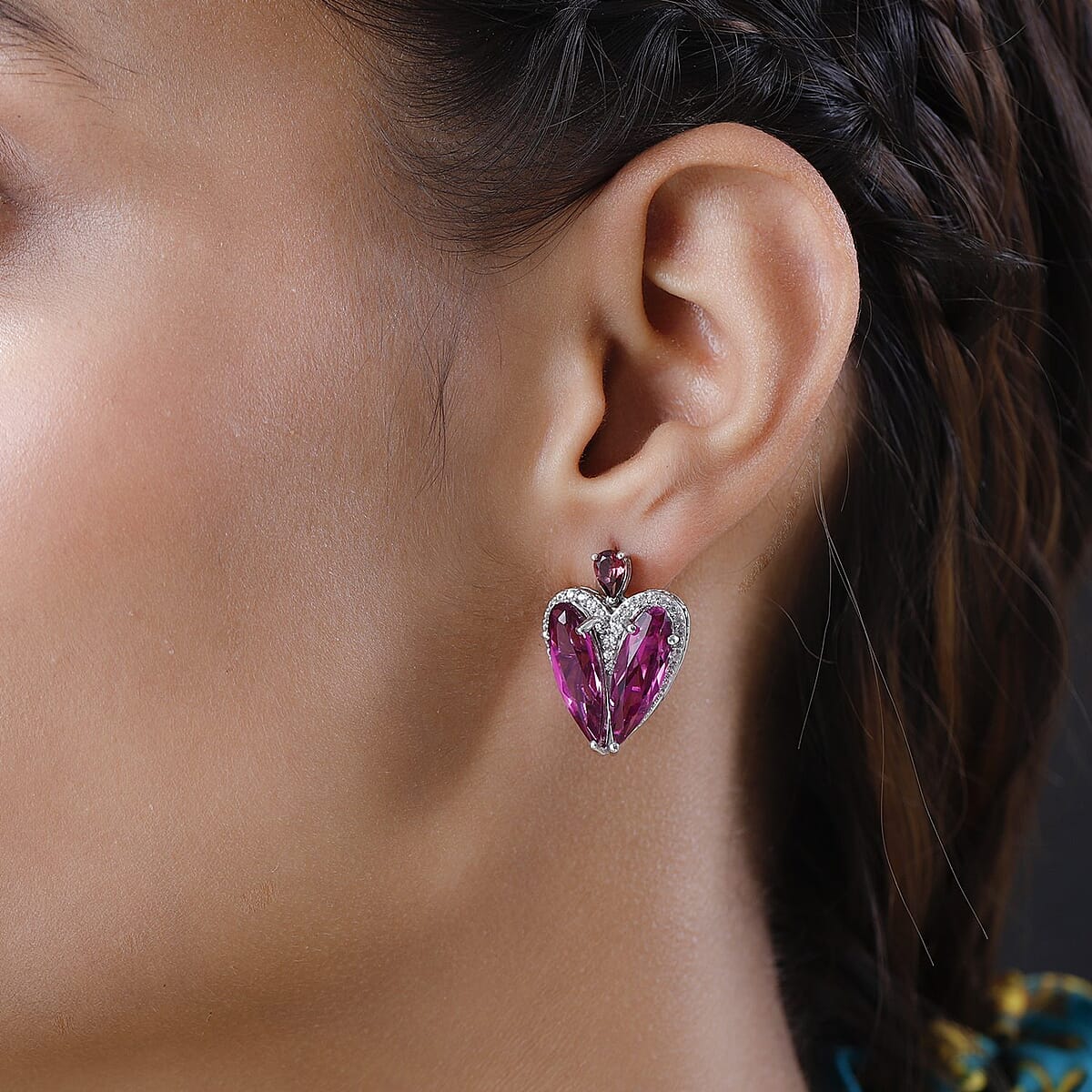 Radiant Orchid Quartz (Triplet) and Multi Gemstone Earrings in Platinum Over Sterling Silver 16.25 ctw image number 2