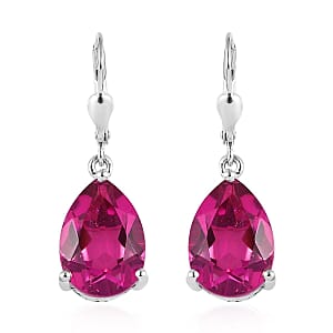 Radiant Orchid Quartz (Triplet) Lever Back Drop Earrings in Platinum Over Sterling Silver 9.75 ctw