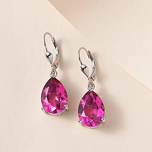 Radiant Orchid Quartz (Triplet) Lever Back Drop Earrings in Platinum Over Sterling Silver 9.75 ctw