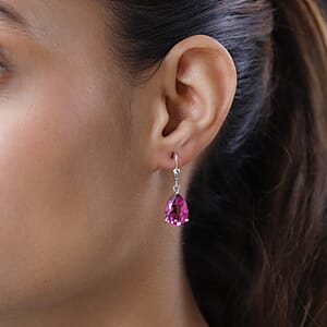 Radiant Orchid Quartz (Triplet) Lever Back Drop Earrings in Platinum Over Sterling Silver 9.75 ctw