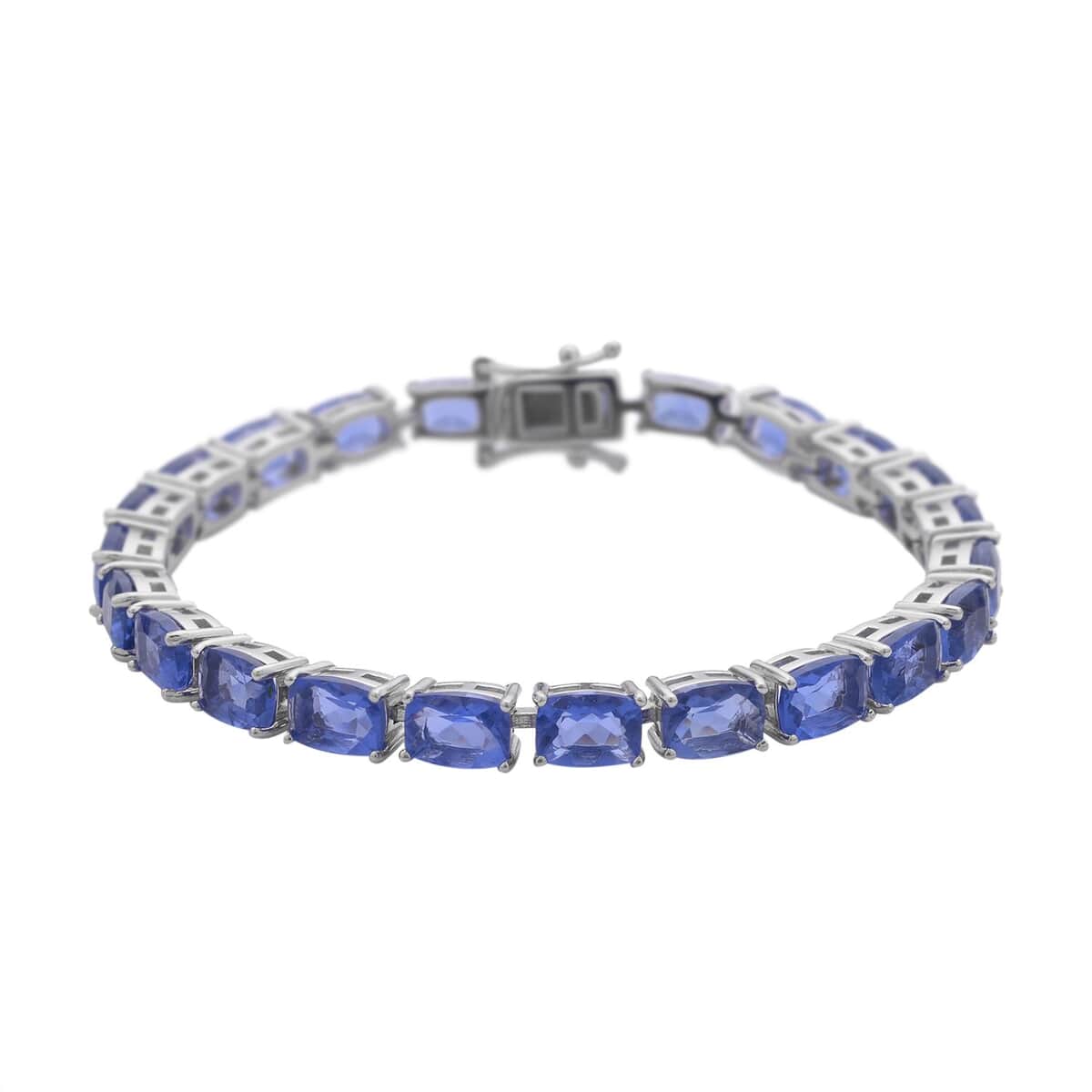 Color Change Fluorite Tennis Bracelet in Rhodium Over Sterling Silver (7.25 In) 11.90 Grams 25.35 ctw image number 0
