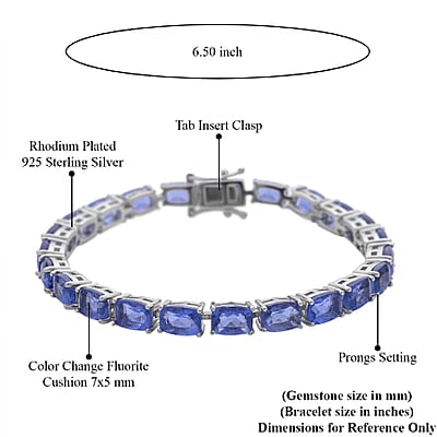 Color Change Fluorite Tennis Bracelet in Rhodium Over Sterling Silver (6.50 In) 23.15 ctw