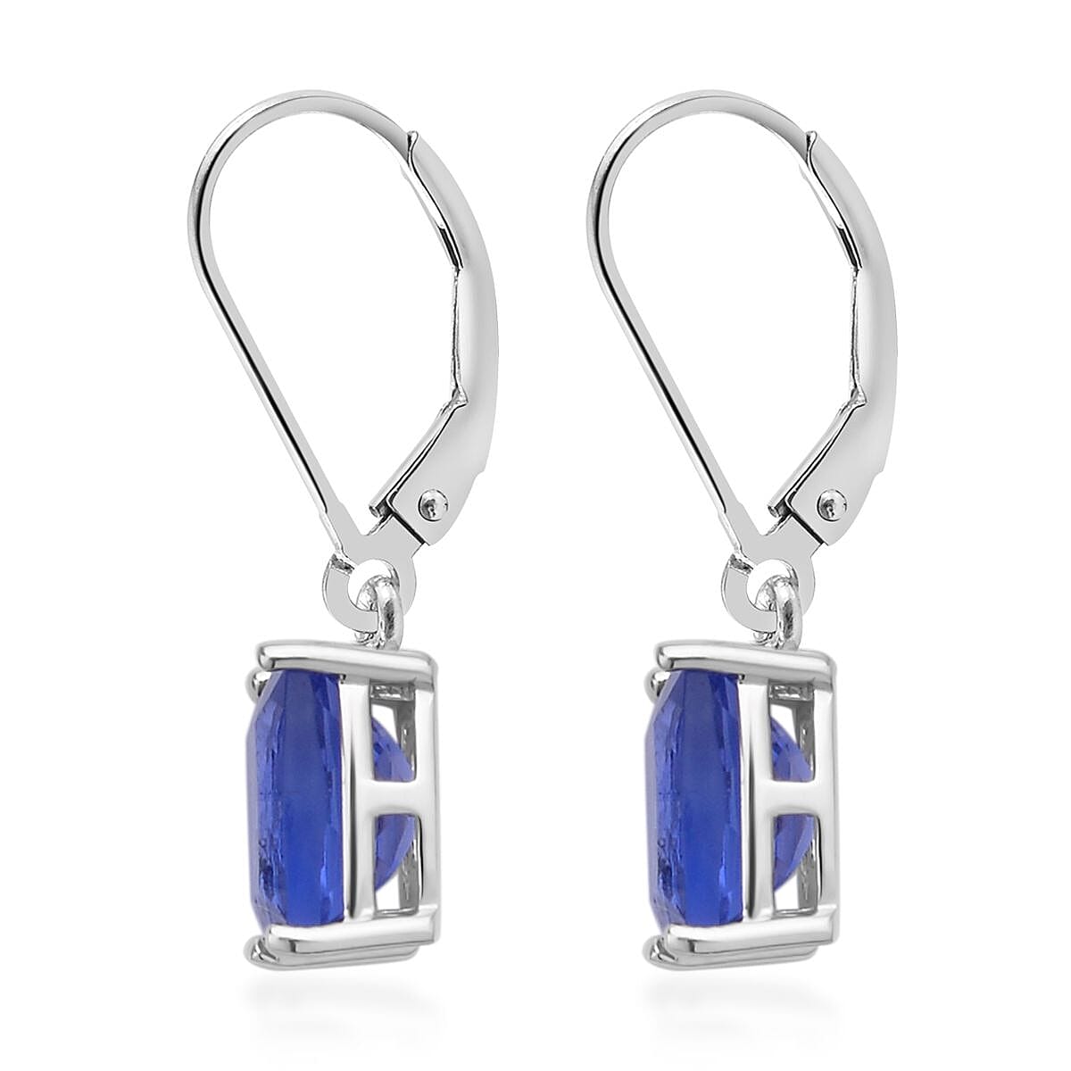 Color Change Fluorite Solitaire Lever Back Earring in Rhodium Over Sterling Silver 2.85 ctw image number 3