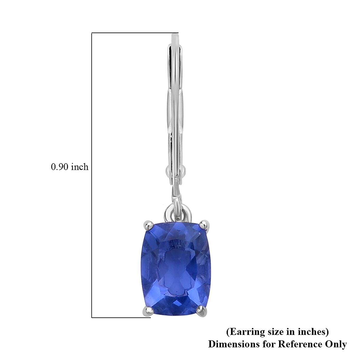 Color Change Fluorite Solitaire Lever Back Earring in Rhodium Over Sterling Silver 2.85 ctw image number 4