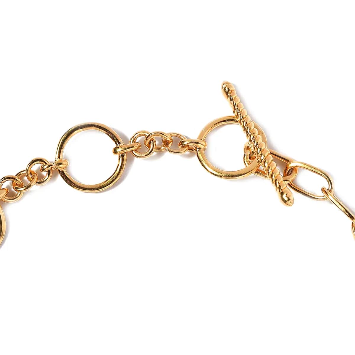 Karis Tiger's Eye Paper Clip Chain Toggle Clasp Bracelet in 18K YG Plated (6.50 In) 42.15 ctw image number 5