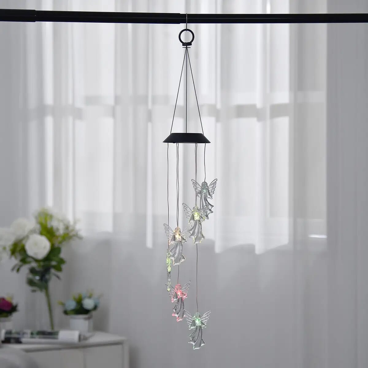 Solar Angel LED Wind Chime - Transparent image number 1