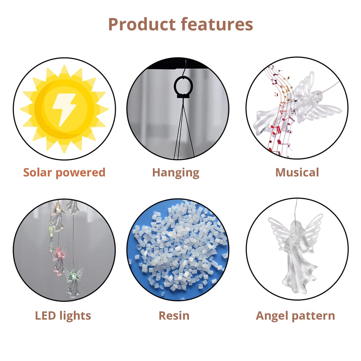 Solar Angel LED Wind Chime - Transparent image number 3
