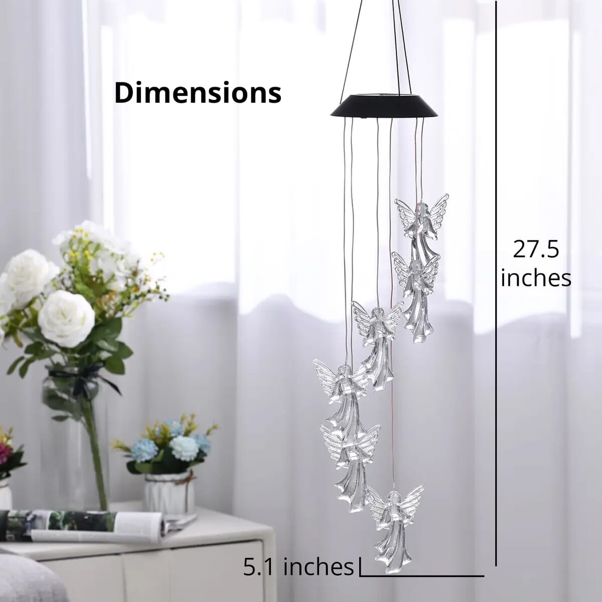Solar Angel LED Wind Chime - Transparent image number 5