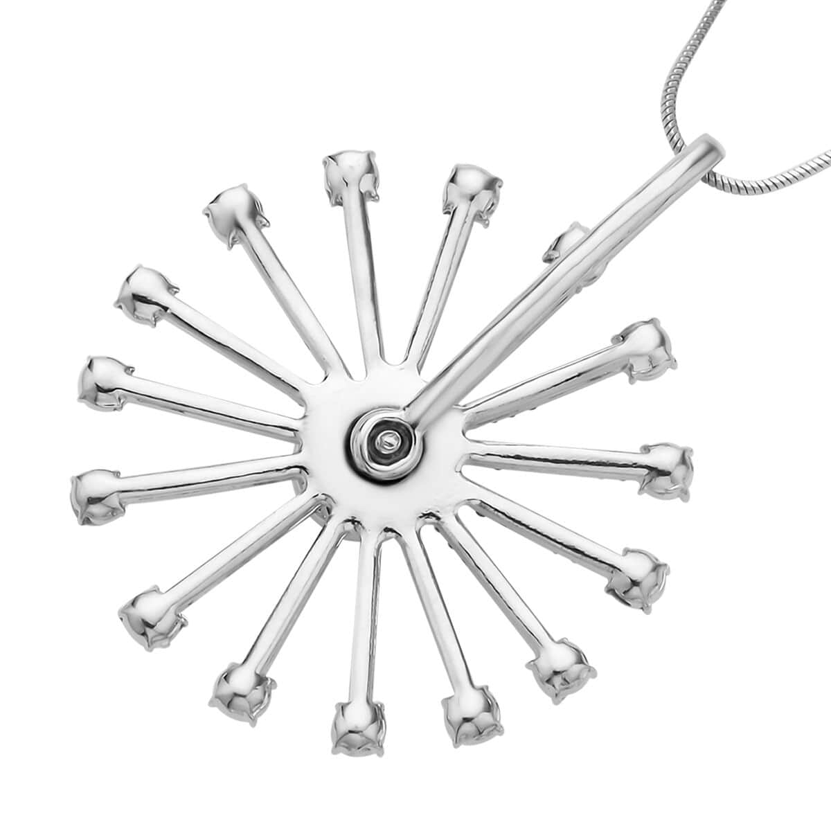 White Aurora Brealis Austrian Crystal Spinner Necklace (28-30 Inches) in Silvertone image number 3