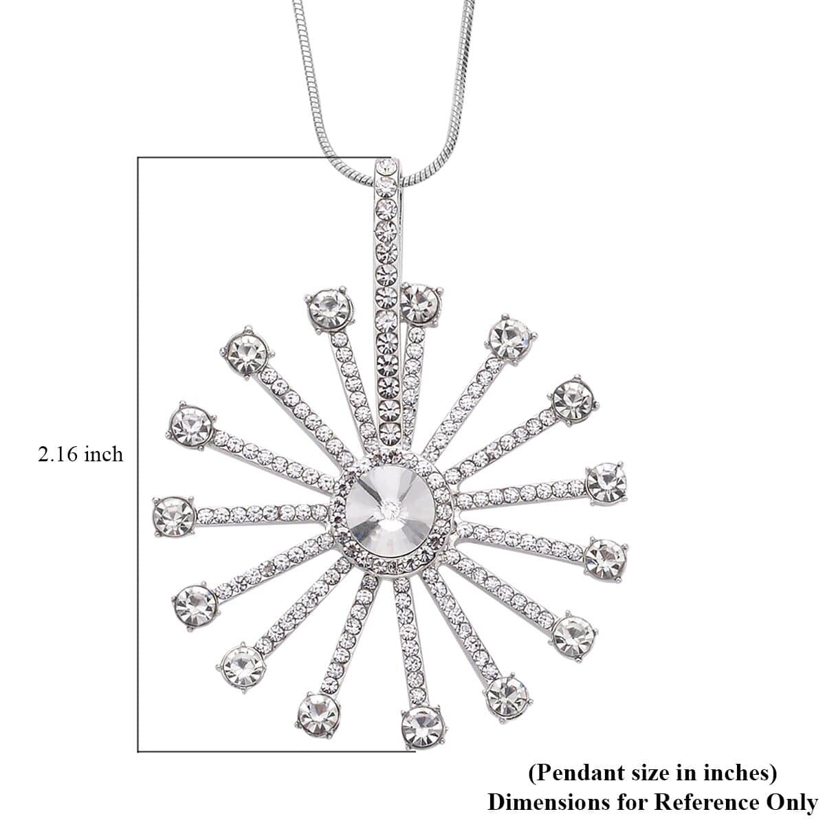 White Aurora Brealis Austrian Crystal Spinner Necklace (28-30 Inches) in Silvertone image number 4