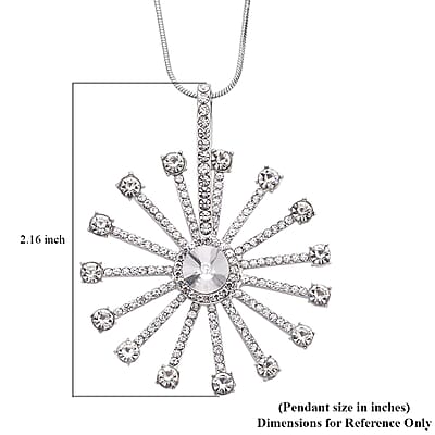 White Aurora Borealis Austrian Crystal Spinner Necklace 28-30 Inches in Silvertone