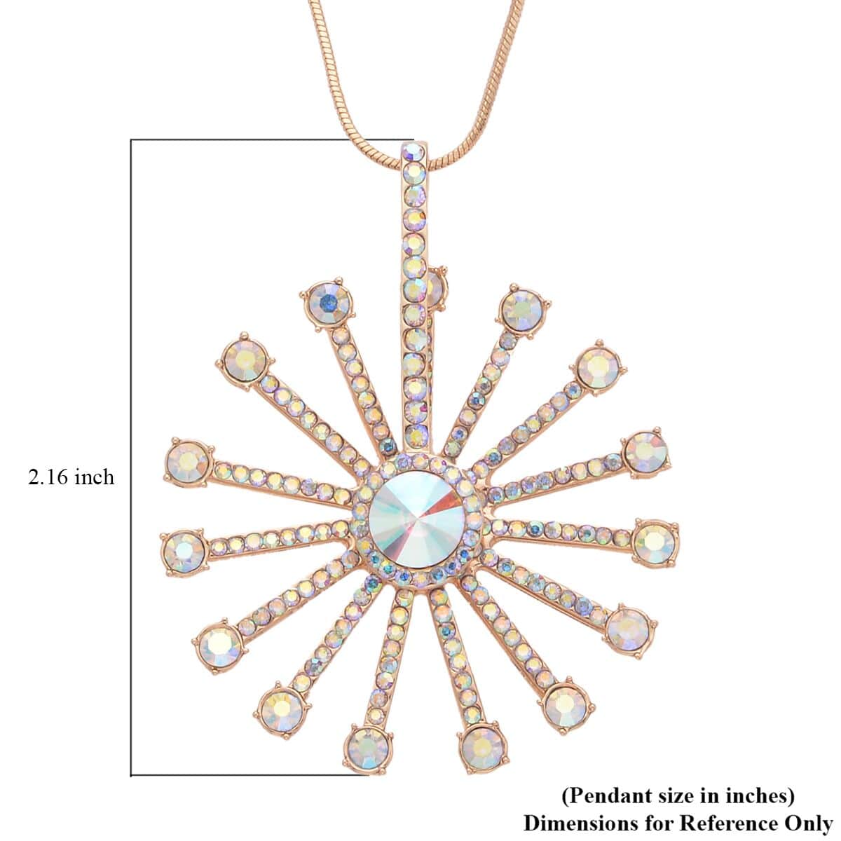 White Aurora Borealis Austrian Crystal Spinner Necklace 28-30 Inches in Goldtone image number 4